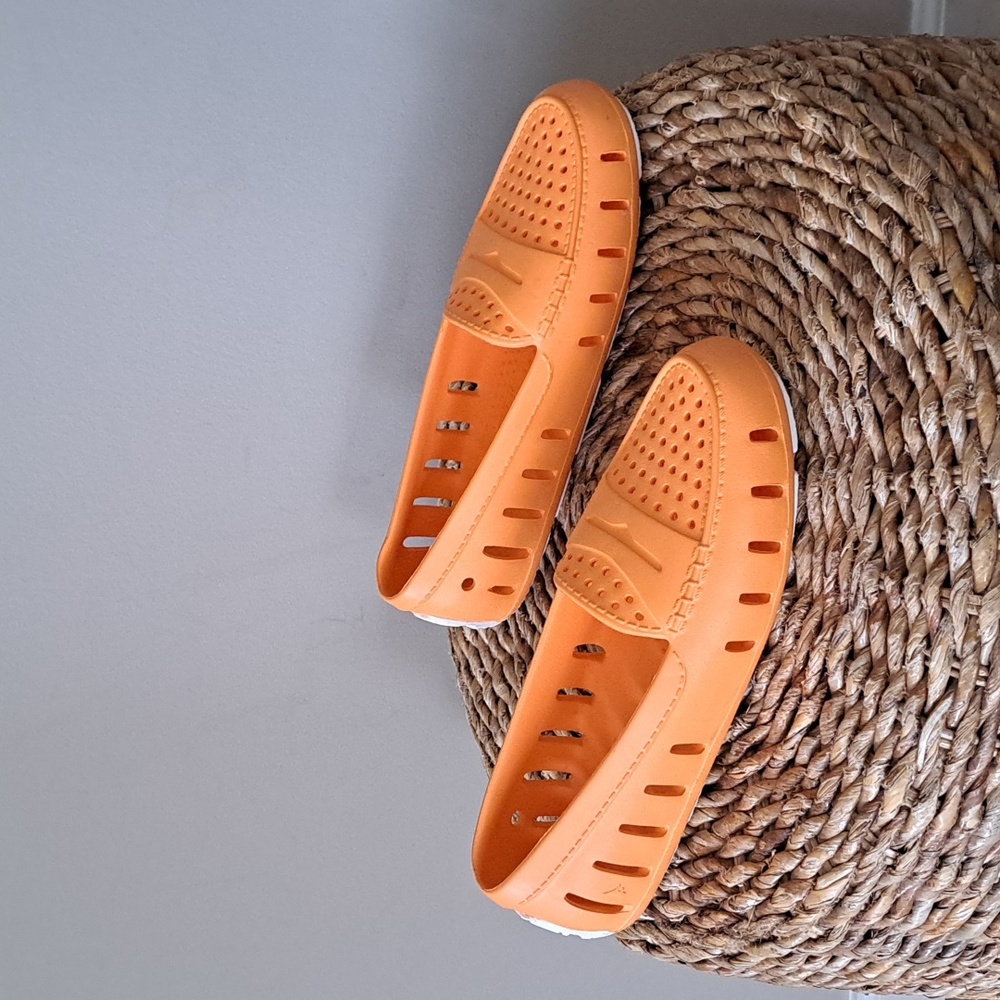 Floafers Womens Orange‎ Rubber Driver Beach/Preppy/Athleisure Loafers S-9